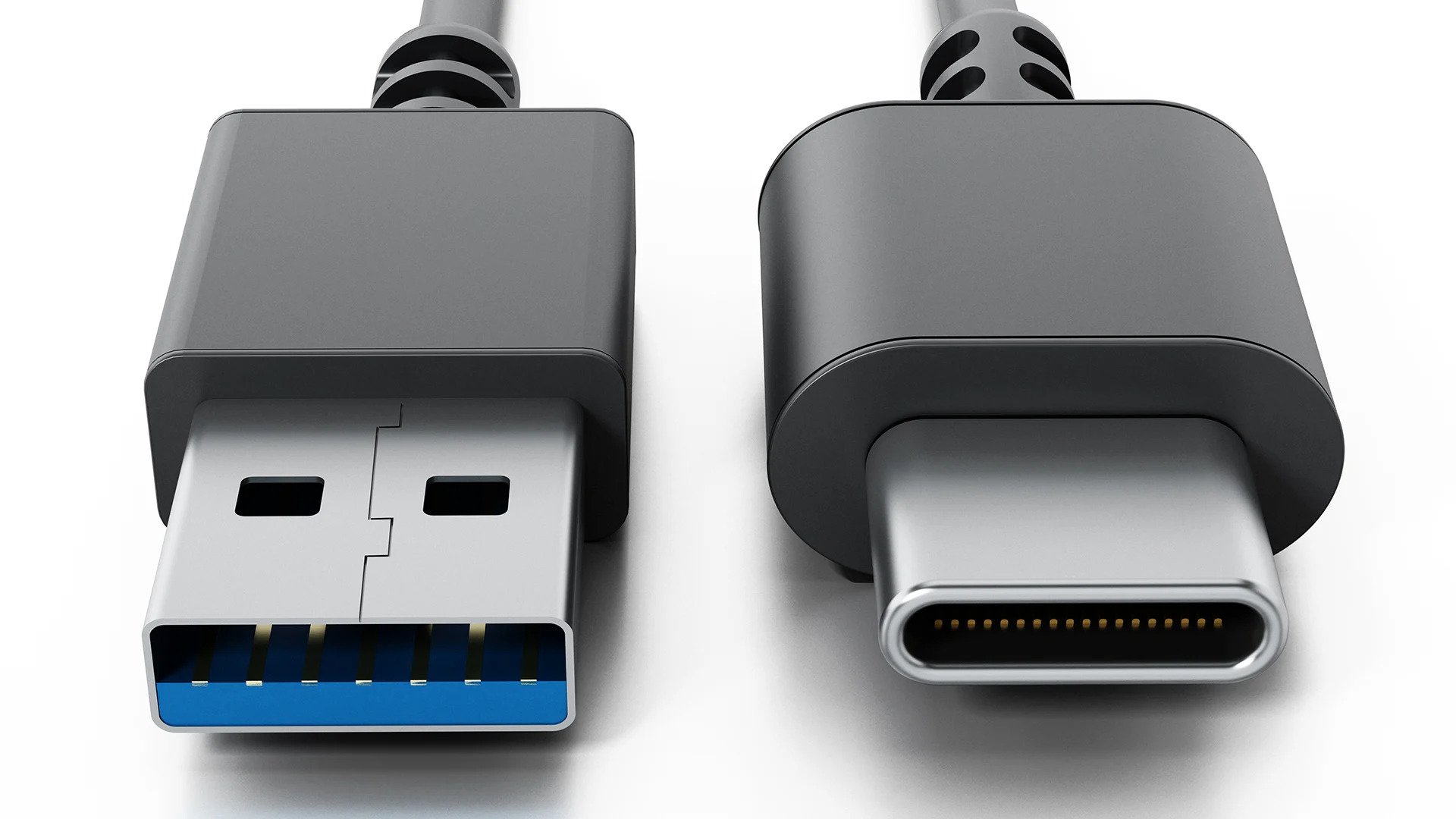 what is usb-c - an image of a USB A connections side by side with a USB C connection